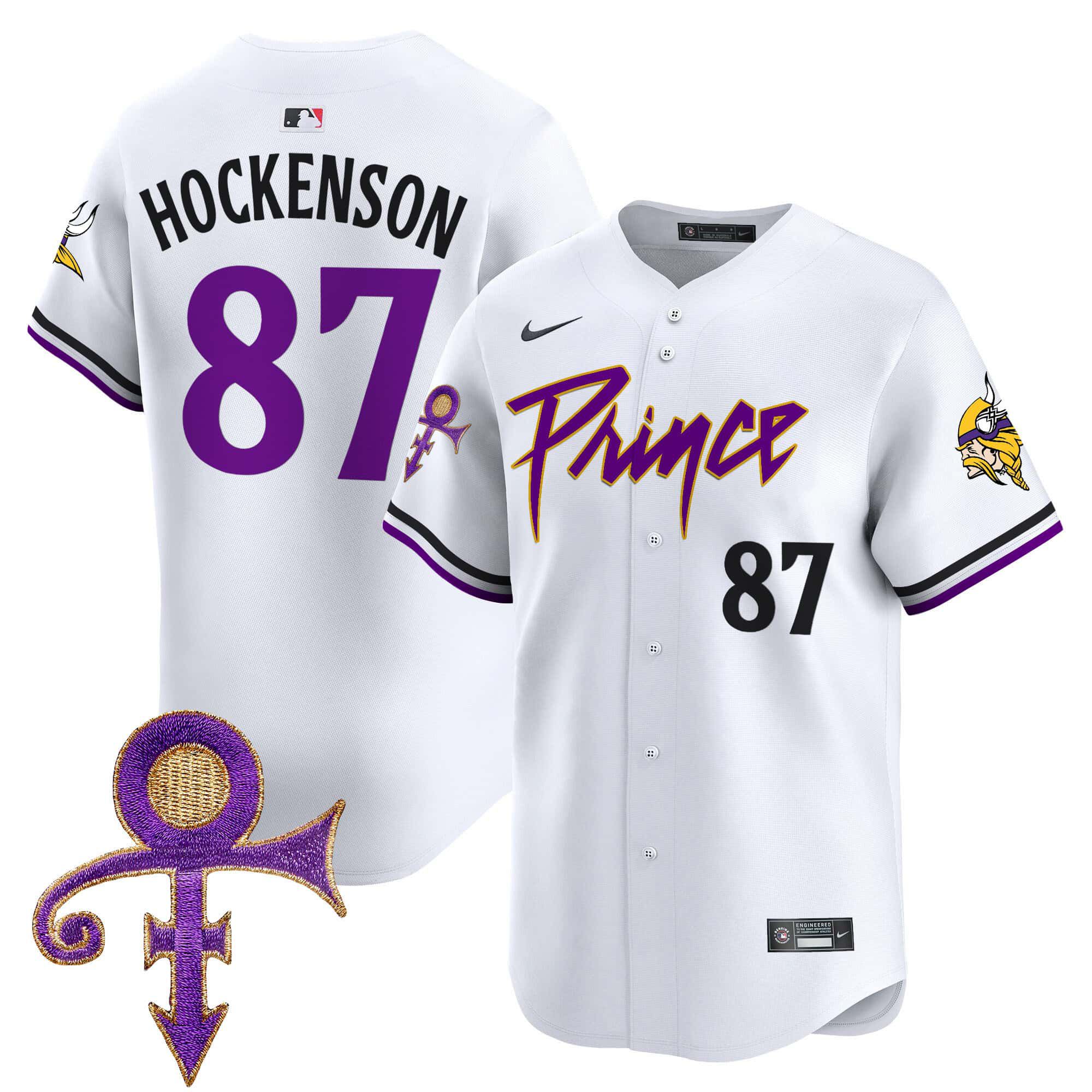 Men Minnesota Vikings #87 Hockenson White 2024 Nike Prince Patch Vapor Premier Limited NFL Jersey